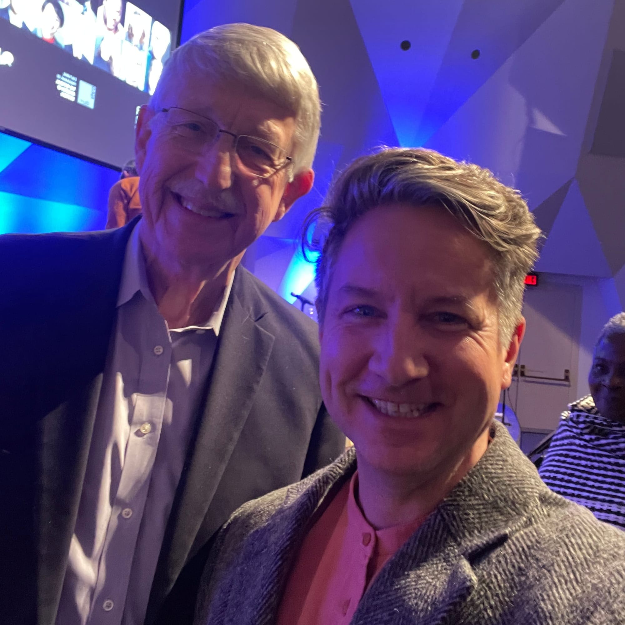 Honored to have met the inspiring Dr. Francis Collins at a theater event. Thanks for the memorable selfie, Dr. Collins!
